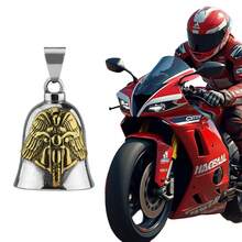 1pc Guardian Angel Motorcycle Bell Good Luck Charm Keychain Pendant Accessories, Gift For Bike, Friends - one-size - View 7