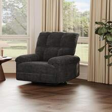 Manual Recliner Chair, Comfy Swivel Rocker Chair For Adults,Classic And Traditional Manual Recliner Chair Ergonomic High Back Silent Nursery Glider, Upholstered Fabric Reclining Sofa Chair For Living Room, Living Room Single Sofa Recliners - 黑色 - 查看 4