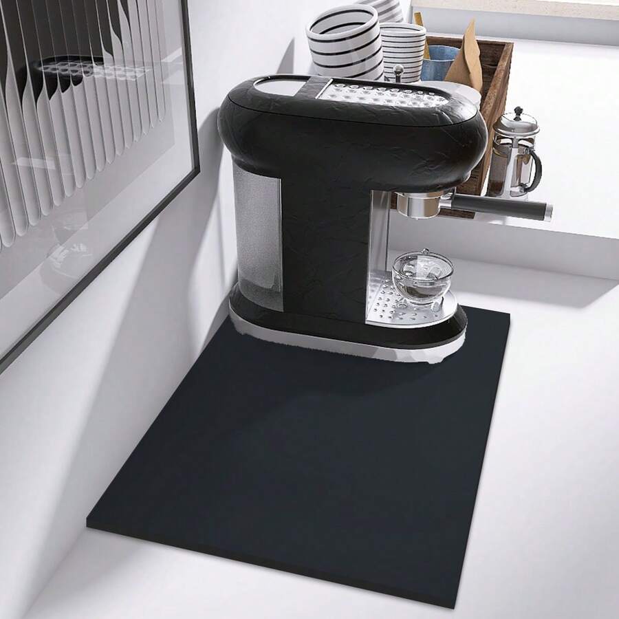 1 Tấm thảm lau bát đĩa màu trơn, Tấm thảm máy pha cà phê silicon thấm nước chống trượt, Tấm thoát nước, Tấm thảm cà phê, Tấm thảm nhà hàng quầy bar, Tấm thảm cho thú cưng, Tấm thảm đựng đồ ăn, Tấm thảm phòng tắm, Đồ trang trí mặt bàn, Đồ dùng nhà bếp - màu đen - Xem 1
