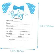 20 French Baby Shower Prediction Cards, Original Gender Guessing Game For Baby Girl Boy Birth, Prenatal Party Gender Reveal Pregnancy Announcement Baby Clothes With Green Leaves