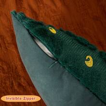 1 pezzo Federa decorativa per cuscino ricamata a motivo di zucca di Ognissanti, in morbida lana sintetica, adatta per casa, divano, camera da letto, sedia - Verde - Visualizzare 5