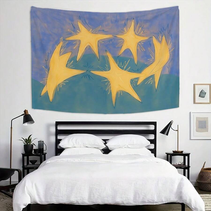 1pc Comfortable Star Dance Polyester Tapestry, Wall Tapestry Hanging Suitable Home Decoration Materials For Living Room, Bedroom, Dormitory Decoration, Horizontal Hanging - 彩色 - 查看 1