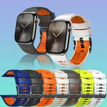 سوار استبدال ساعة أبل عالي الجودة من السيليكون بتصميم مستوحى من الدروع، أنيق وجذاب، مناسب للمتبعين للموضة والرياضيين والطلاب، مناسب لطرازات ساعة أبل 42/44/45/46/49، تصميم ثقوب شكل شبه منحرف، جميل ومنفذ للهواء، مناسب للاستخدام اليومي والرياضة والياقة البدنية