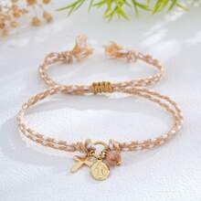 1 chiếc vòng tay hình thánh giá phong cách Bohemian, có thể điều chỉnh kích thước, chất liệu bện, màu đồng, phù hợp cho nữ và các cặp đôi - có thể đeo nhiều vòng cùng lúc, quà tặng cho phái nữ, phụ kiện Cơ đốc giáo. - Nhiều màu - Xem 15