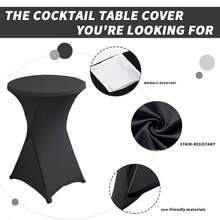 Spandex Stretch Highboy Round Tablecloth 4-Pack 32"X43" White – Cocktail Table Cover, Waterproof & Washable, Perfect For Weddings, Parties, Banquets, Events - màu đen - Xem 3