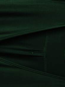 Women High Waist V-Neck Flared Jumpsuit With Belt, Asymmetrical Suit Set - Dark Green - View 3