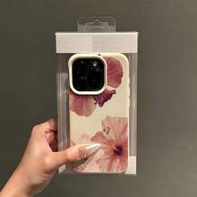 1个白色荔枝纹哑光极简镜头保护膜，3个大红色可爱兰花图案手机壳，可个性化定制，兼容 16 Pro Max、15/14 Plus、13/12/11，防水防震防摔防刮花 - 彩色 - 查看 3