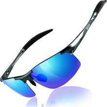 DUCO Mens Sports Polarized  UV Protection  For Men 8177s - Gunmetal Frame Revo Blue Lens - View 12