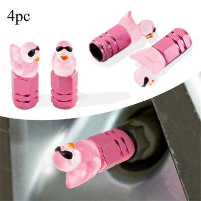 4pcs Tire Valve Caps - Cute Duck With Fashion Glasses, Fit For Bike, Car, Motorcycle - Multi-Color (White/ Green/ Pink/ Red/ Blue/ Black/ Gray/ Orange/ Purple/) - Durable Plastic Valve Stem Covers - Ideal Automotive Decoration Gift For Cyclists & Drivers, Valve Caps For Car Tires, Bike Accessories, Playful Design, Vehicle Customization, Fun Accessories, Sturdy Construction, Vehicle Owners