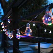 全新太阳能铜线灯泡串灯 - 复古爱迪生灯泡，8 种照明模式，驱虫 PET 材质，耐用塑料 | 室内/室外使用，露营吊灯 | 非常适合感恩节、万圣节、圣诞节装饰、花园、庭院、小路氛围 - 彩色 - 查看 8