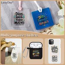UV DTF Wrap Stickers - 48pcs Spanish Bible Verses UV DTF Stickers For Motel Keychain, UV DTF Decals For Acrylic Keychain, DIY Crafts, Glass & Smooth Surfaces, Keychain Accessories, LuxyDay Brand - Multicolor - View 5