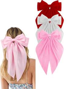 1个/2个装女士大号蝴蝶结发夹，大号蝴蝶结发卡，法式发夹，长尾蝴蝶结发饰，适合女士婚礼、派对、日常、情人节等场合，也可作为发夹、发爪、发卡使用，是学习用品、发饰、头部饰品等女性发饰的理想之选。 - 彩色 - 查看 2