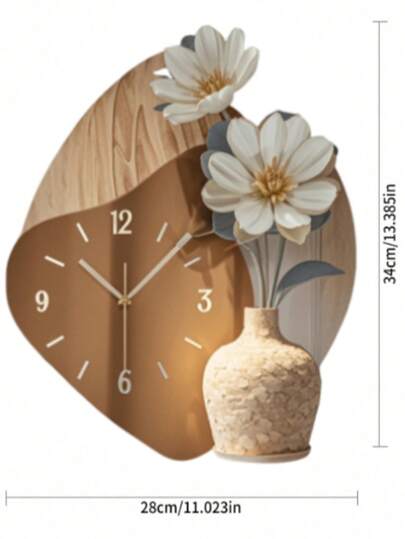 2D New Crème Creative Interior ation Wand Clock, Home Indoor Living Room, Study Bedroom, Dining Room Painting Clock. view 6
