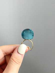 1 pieza Anillo abierto de acero inoxidable de resina clara de estilo minimalista elegante y artístico, adecuado para el uso diario, la calle, el festival de música, la fiesta o la ropa de noche - Multicolor - Ver 23