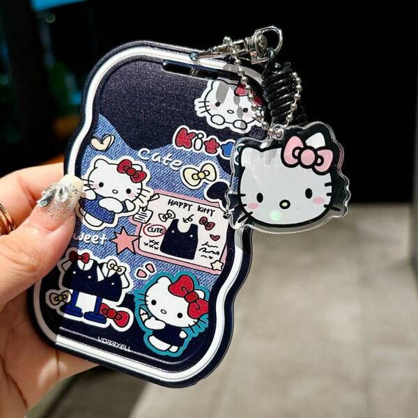 Sanrio Funda protectora minimalista y exclusiva para tarjeta de transporte público, tarjeta de identificación y tarjeta estudiantil popular en el campus con diseño de Hello Kitty
