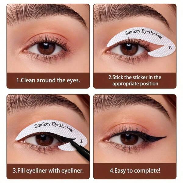 32pcs Eye Makeup Stencils, Eye Liner Stencil Patch, Stage Makeup, Fragrance-Free, Non-Woven Eye Shadow Sticks Eye Makeup Assist Stickers Beauty Tools, Nine-Tailed Fox Eyeliner Pencil, Easy To Apply And Remove, Quick Makeup, Very Suitable For Beginners