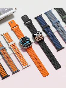 Unbeinst Dây đeo silicon thể thao tương thích với Series 46mm 45mm 44mm 42mm 41mm 40mm 38mm 49mm, Dây đeo mềm chắc chắn cho Watch Series 10/9/8/7/6/5/4/3/SE/Ultra2/Ultra - Màu cam ánh sao - Xem 3