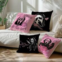 MEMNUN 4 vỏ gối polyester in họa tiết Halloween màu hồng và chữ [Không có ruột gối], 17,7*17,7in (45*45cm)/19,69*19,69in (50*50cm)/15,75*15,75in (40*40cm), [In một mặt] Vỏ gối trang trí Halloween cho ghế sofa, giường, phòng khách, phòng ngủ, ô tô, văn phòng, khách sạn, mọi mùa, quà tặng hoàn hảo cho gia đình và bạn bè - Nhiều màu - Xem 7