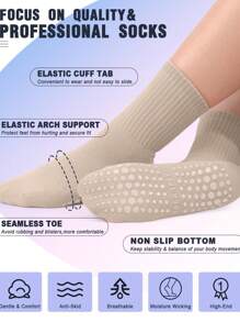 4 双防滑普拉提袜，带抓地力，适合瑜伽、芭蕾、赤脚锻炼