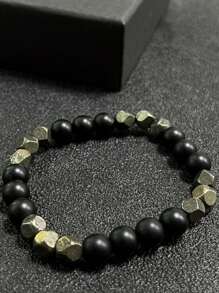 1 件丰裕手链、财富手链、原装黄铁矿和玛瑙手工串珠 8 毫米圆形天然石护身手链，带来繁荣与守护，适合男士女士时尚复古珠宝配饰，是送给爱人的华丽水晶节日礼物 - 1pcs - 查看 4