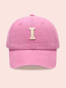 1pc Kids' Washed Baseball Cap With 26 Letters, Suitable For Outdoor Activities, Sun Ion, Daily Wear, Boys & Girls - Water Soluble-pink Washed Baseball Cap - View 76