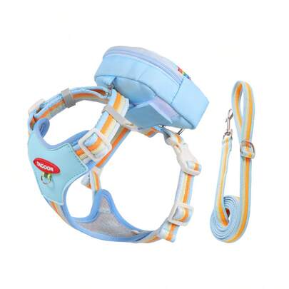 1 Set 3-In-1 Multifunctional Pet Chest Harness, Outdoor Walking Leash For Small/Medium Dogs, Adjustable Non-Choke Breathable Chest Strap With Detachable Pouch For Waste Bags