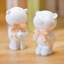 Silicone Bear Mold Aromatherapy Goodbye Bear Design Animal Design Candle Mold DIY Handmade Gypsum Crystal Drop Glue Making Creative Project Animal Theme Design Flexible Silicone Mold Handicraft Silicone Mold - White - View 3