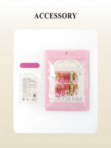 10 件手工指甲长方形按压指甲渐变蓝色法式尖头，带闪亮 3D 线条艺术花朵蝴蝶结和水钻装饰，优雅风格，适合女士和女孩夏季美甲艺术美甲用品指甲 - 淺藍色 - 查看 4