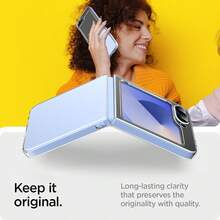 Case For Samsung Galaxy Z Flip 6/7 5G Phone Case Shockproof Black Slim Back Protective Cover Clear Case With Strap - Clear - View 4