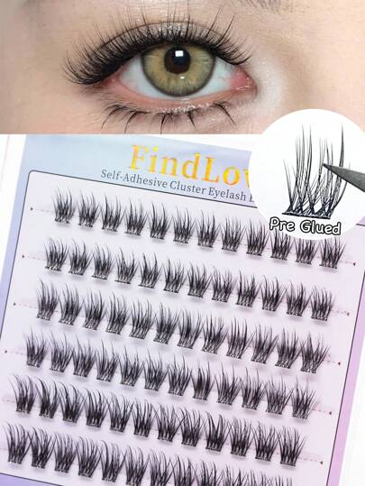 72 grupos de pestañas postizas autoadhesivas de aspecto natural, pre-encoladas, efecto pestañas manga "wispy" y "cruzadas", rizo C de 11-13 mm, reutilizables y de larga duración, extensión de pestañas, regalo para mujeres y niñas, pestañas para uso diario, regalo de cumpleaños, sin necesidad de pegamento