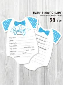 20 French Baby Shower Prediction Cards, Original Gender Guessing Game For Baby Girl Boy Birth, Prenatal Party Gender Reveal Pregnancy Announcement Baby Clothes With Green Leaves