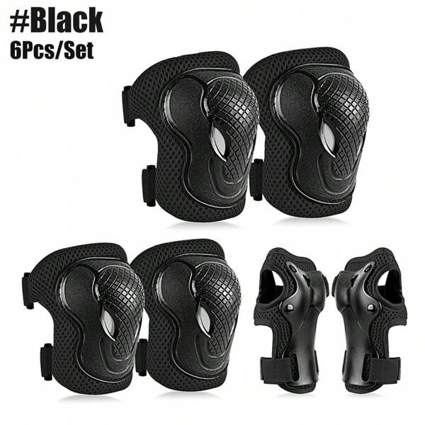 6 In 1 Youth Protective Gear Set,  Knee Pads Elbow Pads & Wrist Guard For Scooter, Skateboard, Bicycle, Inline Skating