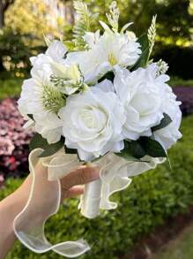 1 Stück Braut Blumenstrauß Hochzeit Abwurf Brautstrauß künstliche Rosen Blumen Abwurf Brautstrauß Hochzeitszeremonie Jahrestag