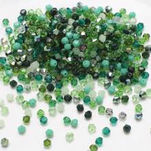 1 pachet de 500 de mărgele mini de cristal de 2 mm, mărgele de sticlă multicolore, mărgele fațetate colorate împrăștiate pentru confecționarea bijuteriilor DIY (brățări, coliere, cercei)