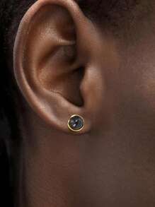 18 Karat vergoldet, 1 Paar vintage Mode Türkis Jungen Ohrringe aus Edelstahl, Schmuck imitierter Achatstein, bestes Geschenk für Freunde für Partys