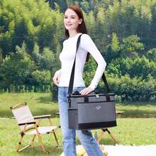 1pc Elegant Portable Multifunctional Camping Picnic Bag, Large Capacity, Suitable For Outdoor Picnics, Waterproof Storage Bag, Essential For Spring Outings, Large Capacity Camping Picnic Bag, Outdoor Utensil Storage Bag, Can Be Handheld Or Backpack, Multi-Layer Compartment Design - Beige Large - View 7