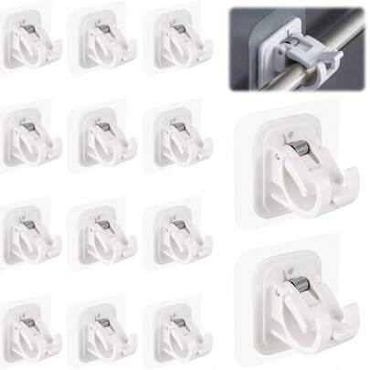 20/16/8/4/2PCS Apartment Dorm Decor Curtain Rods No Drilling Brackets,No Drilling Holder Renter Friendly Adhesive Curtains Hooks For Hanging Drapes Rv Over Blinds Dorm Kitchen Bedroom Home Bathroom
