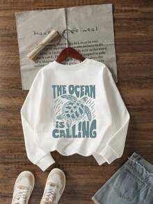 Sudadera casual de cuello redondo con manga larga y estampado tropical para mujer, para otoño/invierno. Sudadera casual de cuello redondo con diseño de estampado estilo universitario, que irradia vitalidad juvenil. Adecuada para correr, uso casual, reuniones, fiestas, etc. Proporciona una experiencia de uso cómoda en otoño/invierno, adecuada para actividades como correr y hacer ejercicio. Sudadera de cuello redondo de corte holgado para mujer, adecuada para el estilo callejero y el uso al aire libre, aplicable para otoño/invierno.