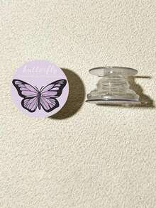 1pc Butterfly Design 360 Degree Rotating Air Cushion Phone Holder, Retractable Foldable Adhesive Desktop Stand, For Women Compatible With IPhone, Android Phone, Gift For Birthday, Family, Friends Push-Pull Phone Grip Phone Accessories