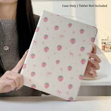 Ốp lưng máy tính bảng họa tiết dâu tây, nơ và hoa, thiết kế dễ thương và ngọt ngào, tương thích với iPad 10.9/10.2/Air thế hệ thứ 5/Pro 11/10/9.7/Air 2/ (thế hệ thứ 7)/ (thế hệ thứ 8)/ Air 4/5, Pro 11, 10.9" (2022), Air 13" (M3 2025), Air 11" (M3 2025), 11" (A16 2025), Galaxy Tab S10+/S9/A9 - Nhiều màu - Xem 3