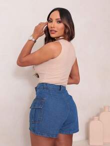 MILLE MODAS SHORT CARGO JEANS WOMEN - Dark Wash - View 5