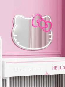 Sanrio 1 件 KT 猫动漫霓虹灯，带墙镜和可调节 LED 灯带 - 塑料、壁挂式、可切换、多功能、USB 供电、无线、无需电池、白色照明 - 适用于房间、情人节派对、生日、婚礼礼物、家庭、圣诞节装饰、送给女朋友、妻子、朋友、家人、恋人的礼物