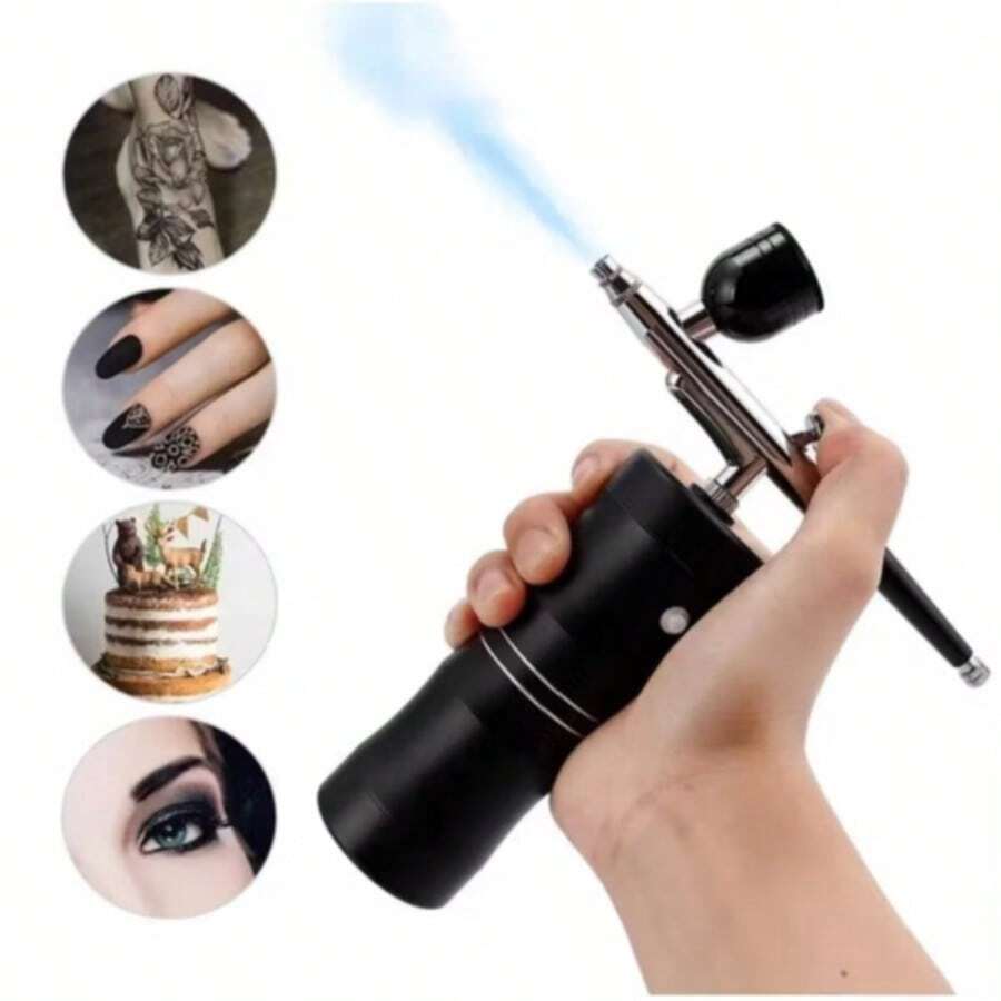 Aerógrafo Portátil com Mini Compressor - Preto - Visão 1