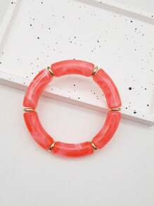 Boho-Chic Colorful Resin Beaded Stretch Bracelet - Elegant & Versatile, Perfect For Daily Wear, Travel, And Special Occasions