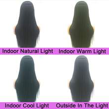 Soft 26inch 180%Density Black 13*4 Synthetic Hair Front Lace Wig With Baby Hair Glueless Heat Resistant And Breathable Synthetic Fiber Hair Natural Hairline Free Parting For Party Daily Use - 黑色 - 查看 7