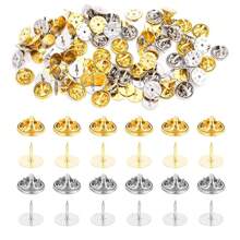 20/50Sets Brooch Pin Holder Tie Badge Back Replacement Flat Base Stabbing Butterfly Clasps For DIY Jewelry Making Accessories Gold 25pcs Silver 25pcs
