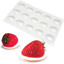 Molde de silicona con forma de fruta 3D, reutilizable para hornear postres, gelatina, helado y talla grande. Incluye formas como plátano, fresa, pera, limón, mango, frambuesa, naranja, melocotón, coco, cacao, manzana, cereza. Adecuado para Navidad, San Valentín, bodas y otras festividades