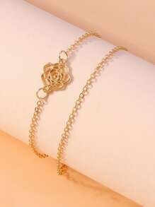 1 件时尚花卉双层空心玫瑰手链