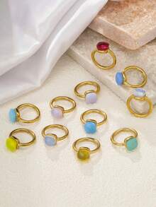 1 件奢华蘑菇不规则形状方形铜戒指，镶嵌锆石和绿宝石，适合情人节、婚礼、母亲节、约会之夜的礼物