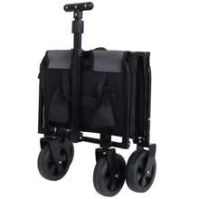 All-In-One Convertible Folding Camping Wagon Cart: Bench Seat, Storage Compartment & Included Dog Tether, Beige/Brown - 黑色 - 查看 10